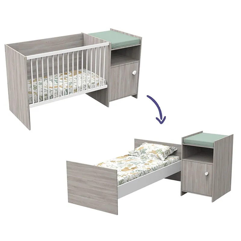 Lit combiné evolutif Chène - 90x190cm-0