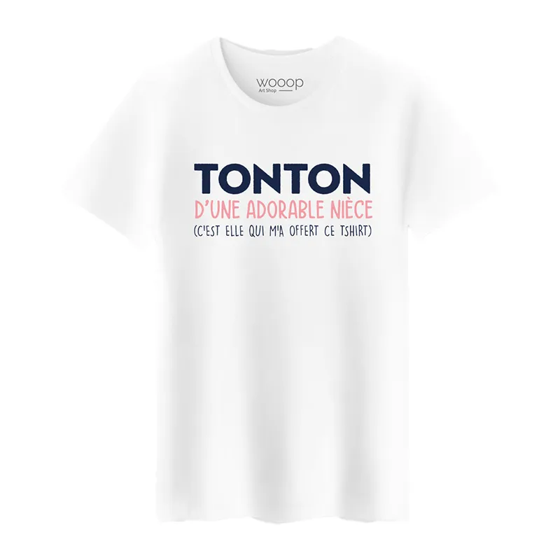 T-shirt Homme BIO Tonton d'une adorable niece - Blanc-0