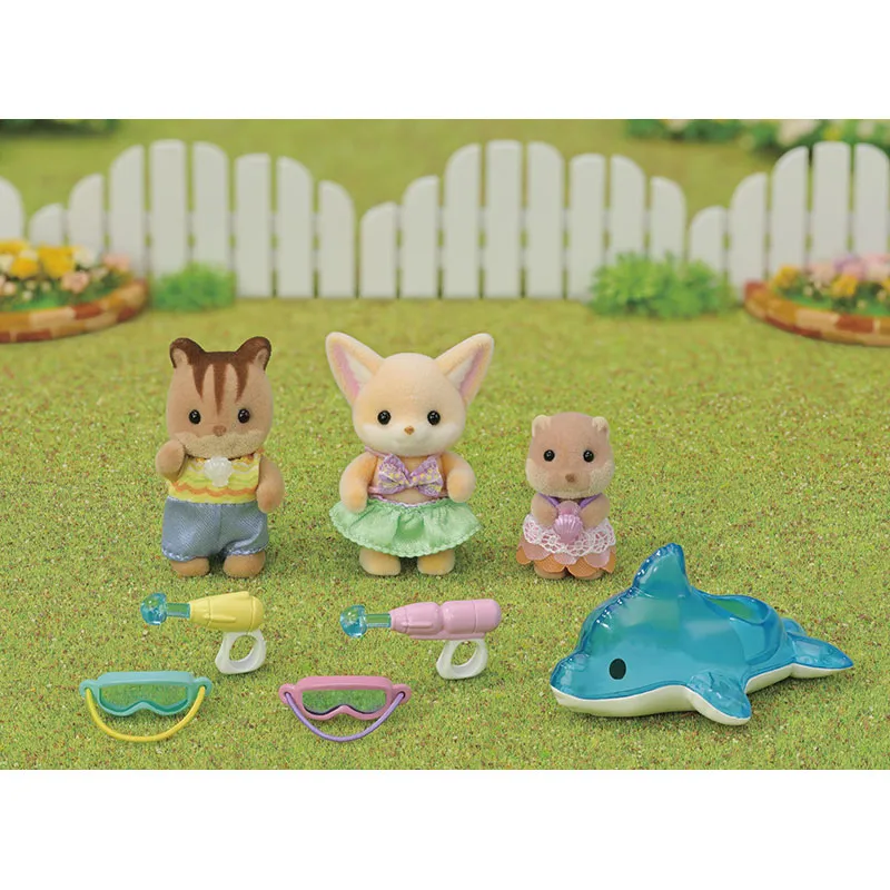 Trio bébés écureuil fennec & castor à la piscine - 8pcs-2