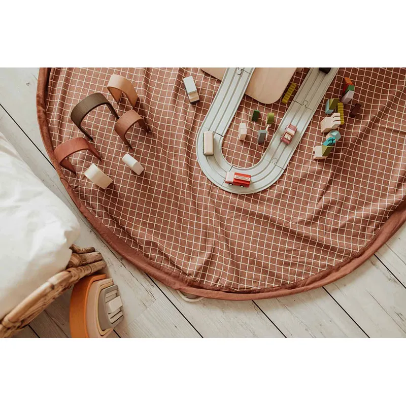 Sac à jouets 2en1 Grilles Marron - ø140cm-13