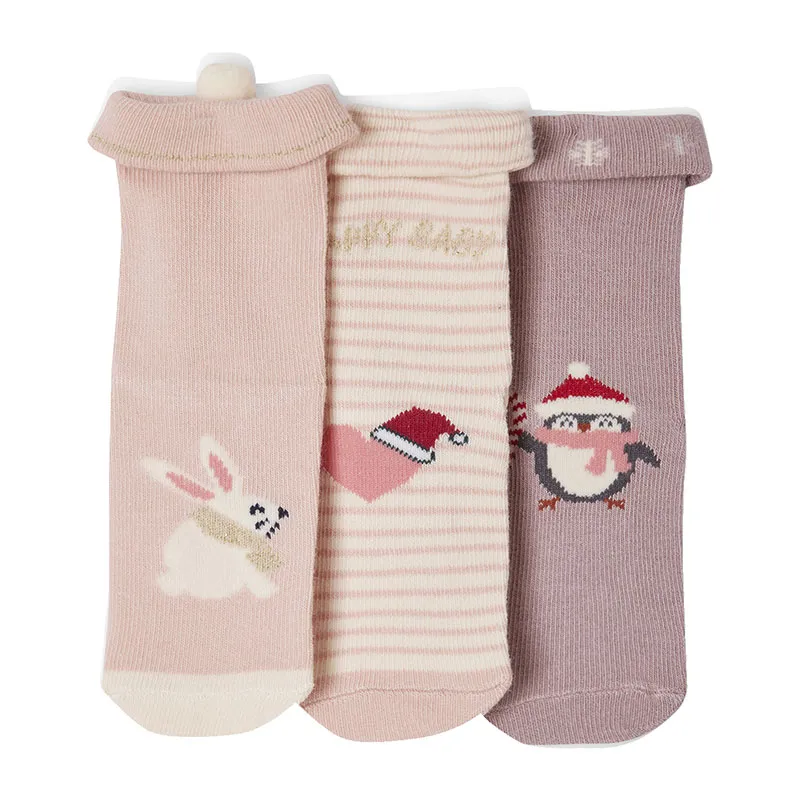 Coffret de chaussettes Noël - Vieux rose-0