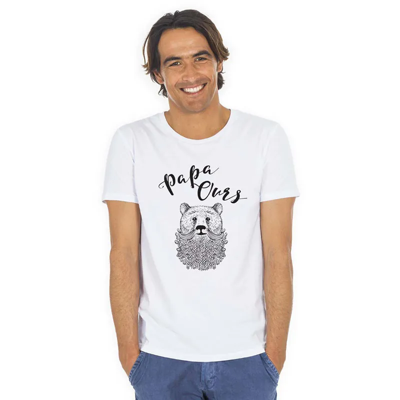 T-shirt Homme Papa ours BIO - Blanc-0