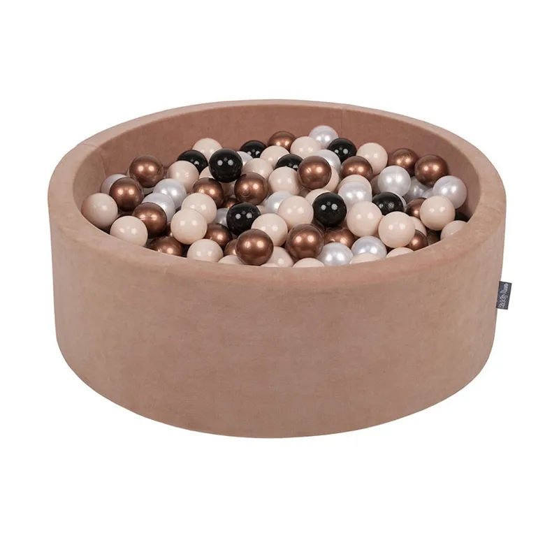 Piscine balles Velours Beige rosé/Cuivre + 200b. - 90x30cm-0