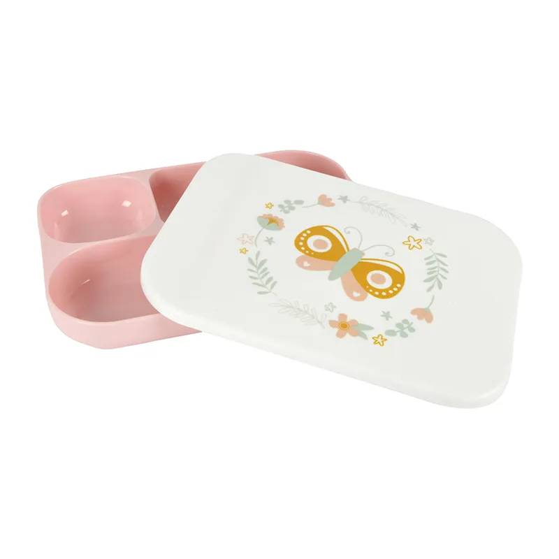 Plateau Repas 4 Compartiments + Couvercle Fantasy Garden - 25,5x4x18,5cm-0