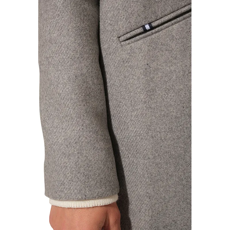 Manteau Mi-long Drap de lain Col tailleur Femme - Gris Chiné-5