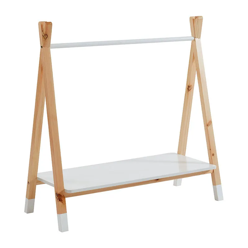 Portant Tipi + Plateau Bois/Blanc - 80x40x130cm-1
