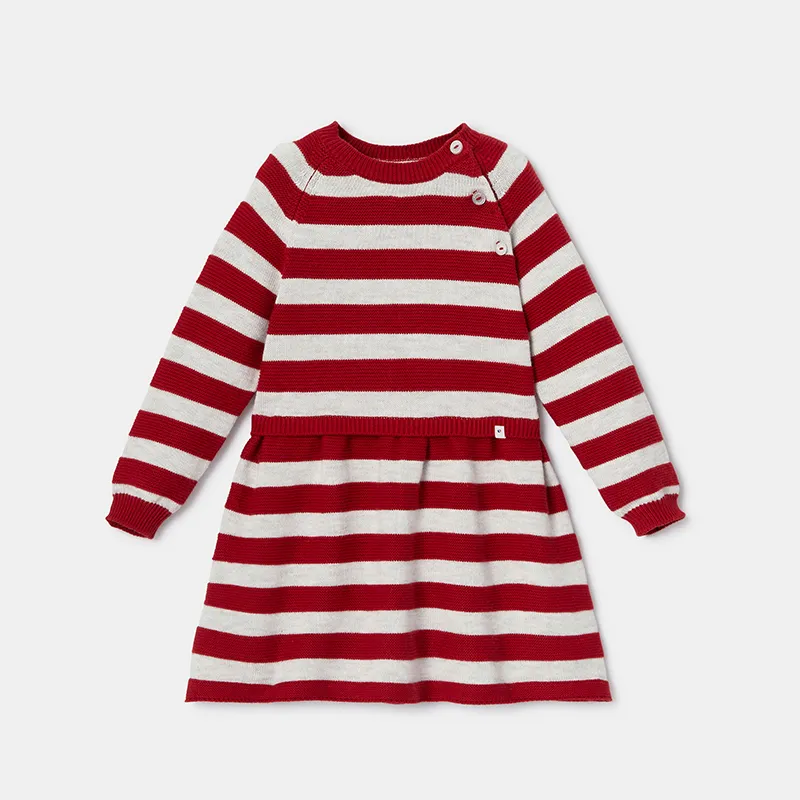 Robe à manches Fille - Rouge carmin-0