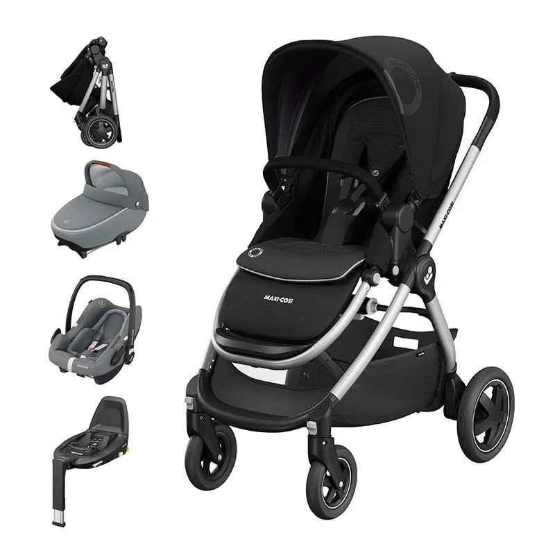 Trio Poussette Compacte Adorra2 + Cosi Rock + Nacelle Jade + Base FamilyFix 3 Grey - 0m+-0