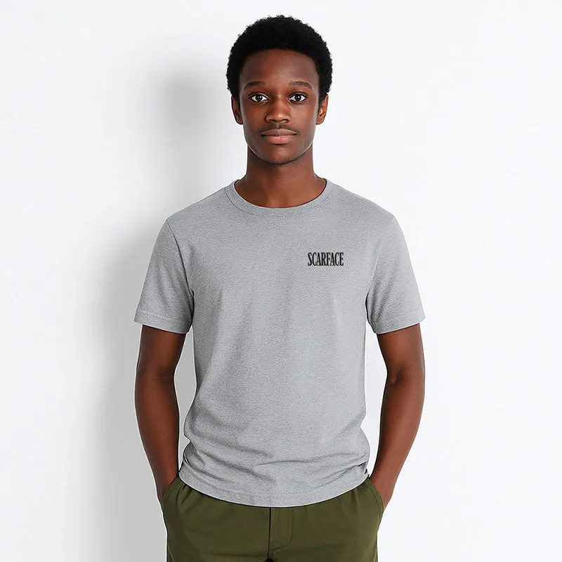 T-shirt BIO Homme Scarface logo cœur - Gris chiné-0