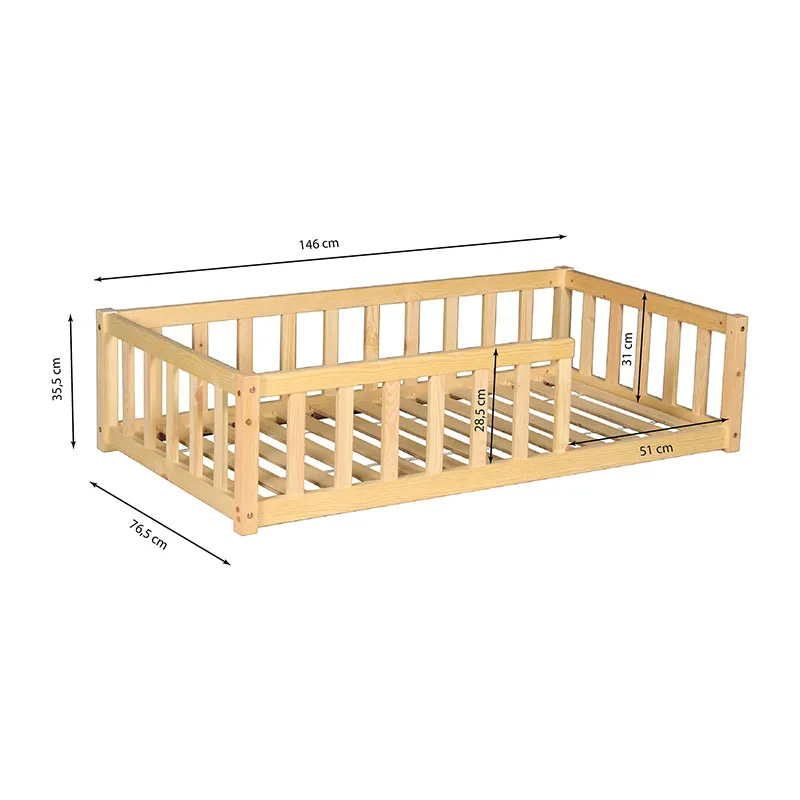 Lit Nino avec barrière + Sommier Naturel Bébé-5