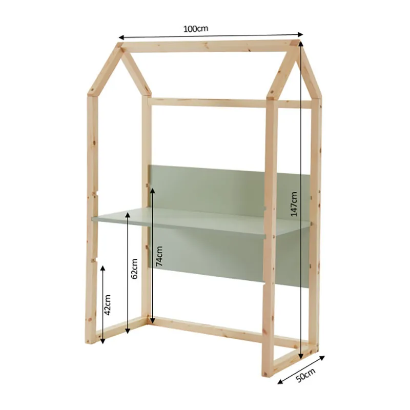 Bureau enfant cabane Tiny Bois/Vert - 100x50x147cm-6