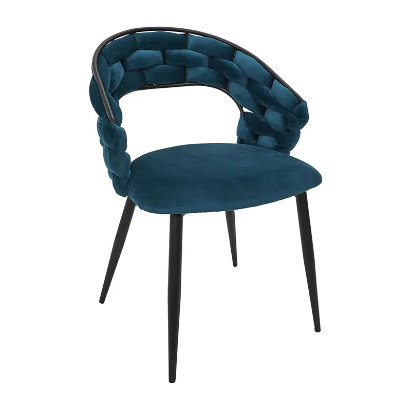 Fauteuil Velours Sawyer Bleu canard - 62x54x183cm-1