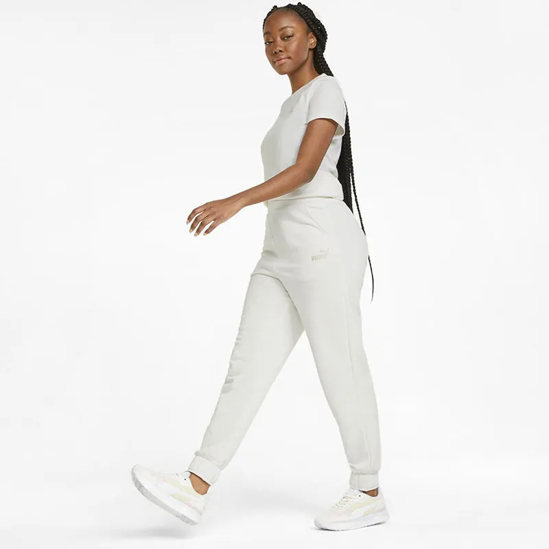 Jogging Femme Essentials Embroidery taille haute Puma - Blanc-4