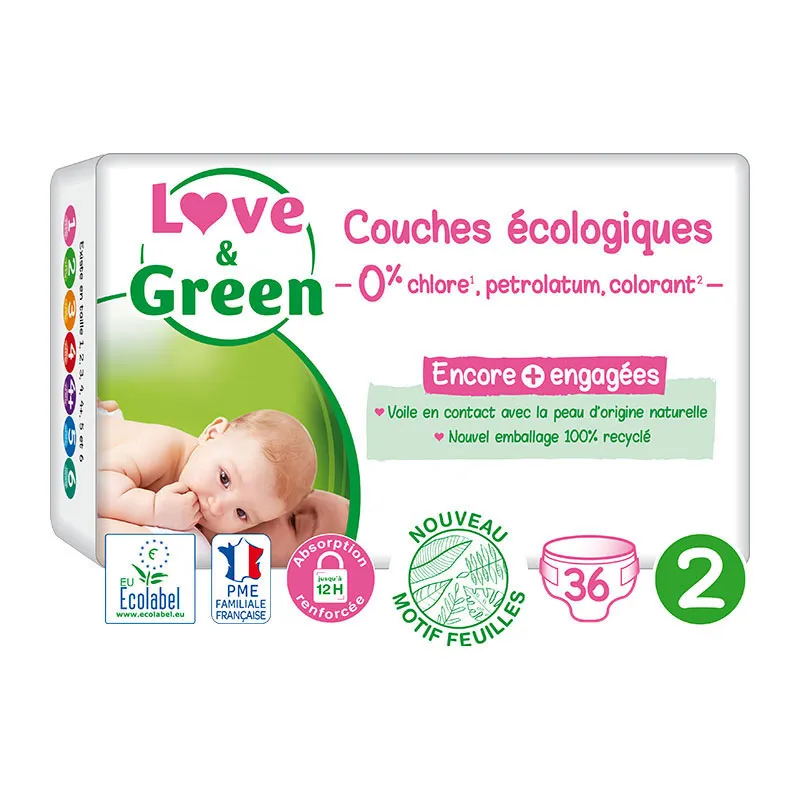 Couches ÉCO 100% naturelles T.2/3-6kg - 3x36 couches-1