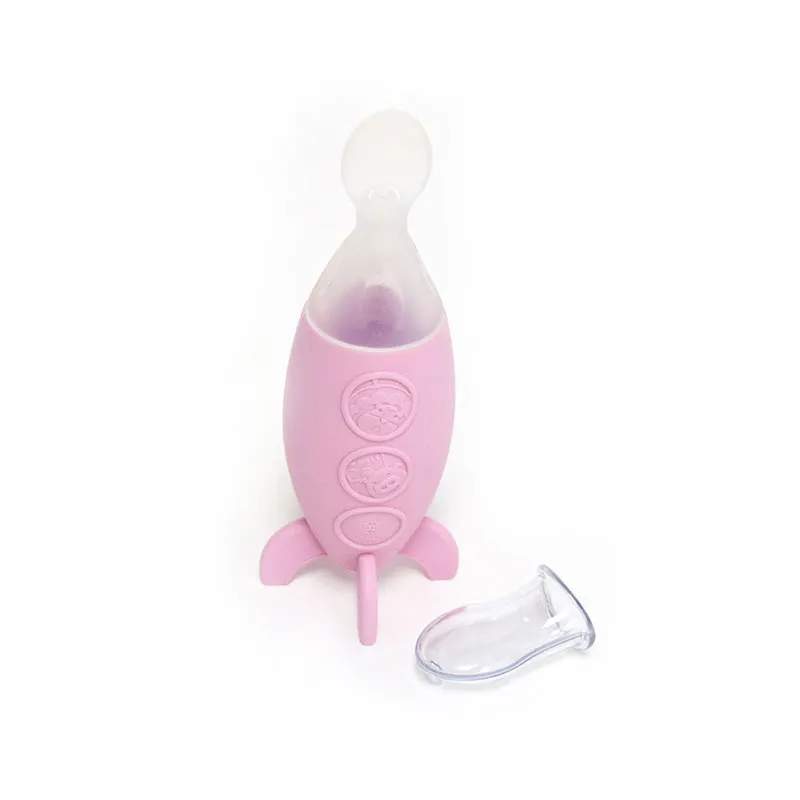 Cuillère ludique à réservoir 90ml Rose - 6m+-1