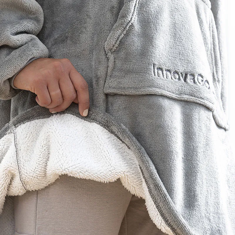 Sweat plaid à capuche Gris - TU-2