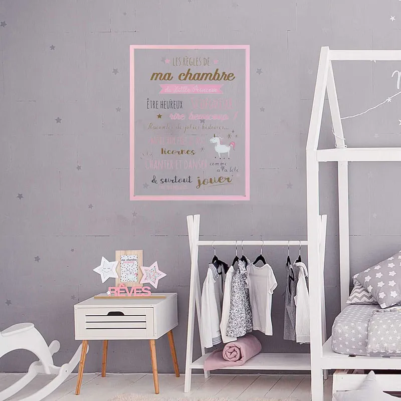Cadre les règles de la chambre Rose - 40x1,6x60cm-1