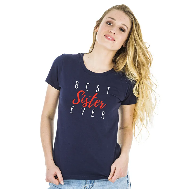 T-shirt Femme Best Sister ever BIO - Navy-0