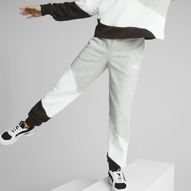 Jogging Fille Power Colorblock Puma - Gris/Blanc/Noir-4