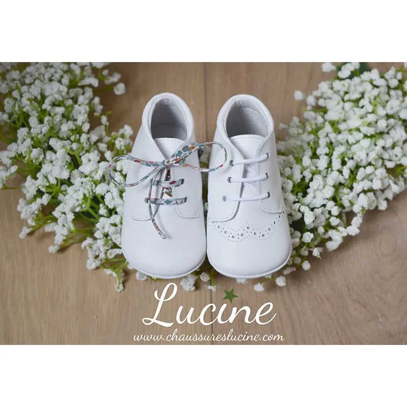 Chaussons bébé SOUPLES antidérapants Mini-Arthur - Cuir Blanc-2