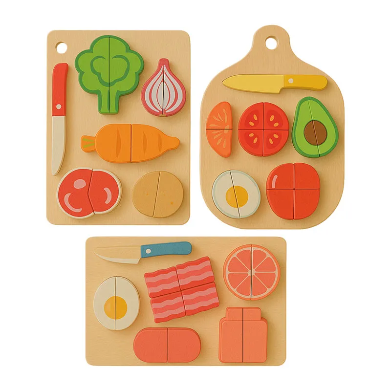 3 Planches de fruits/légumes à découper en bois - 24m+-7