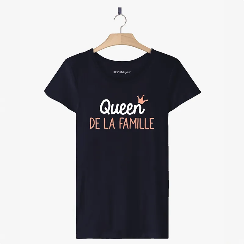 T-shirt Femme BIO Queen de la famille - Navy-0