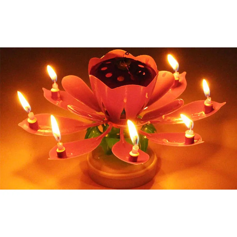 Bougie-fleur d'anniversaire - Rose-2