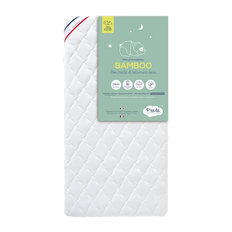 Matelas Bamboo révers. déhoussable Blanc ép. 12cm + Valisette de transport Offerte-0