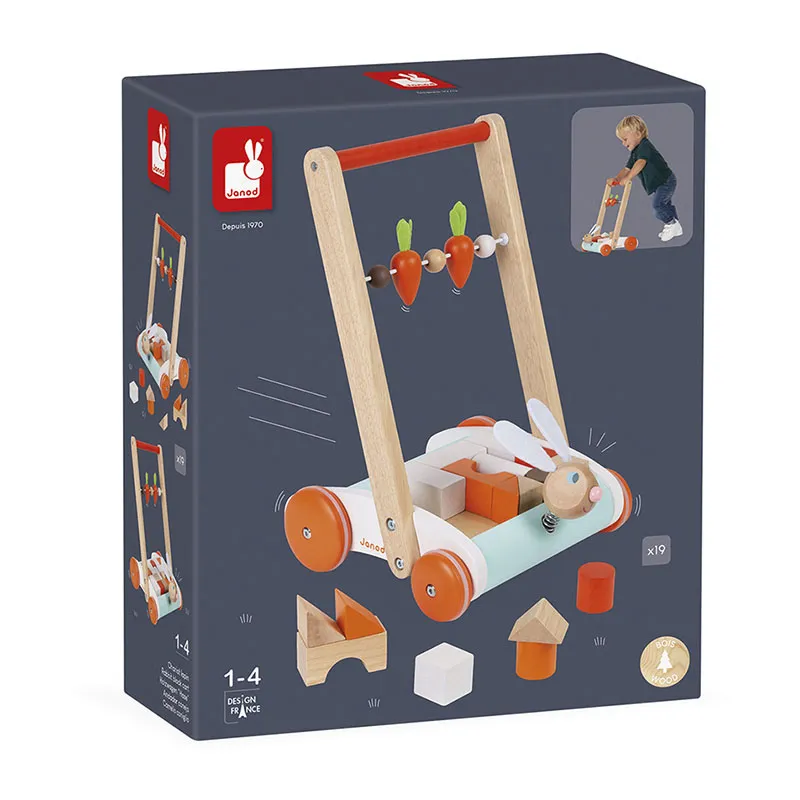 Chariot de marche Lapin + 19 cubes - 12m+-10