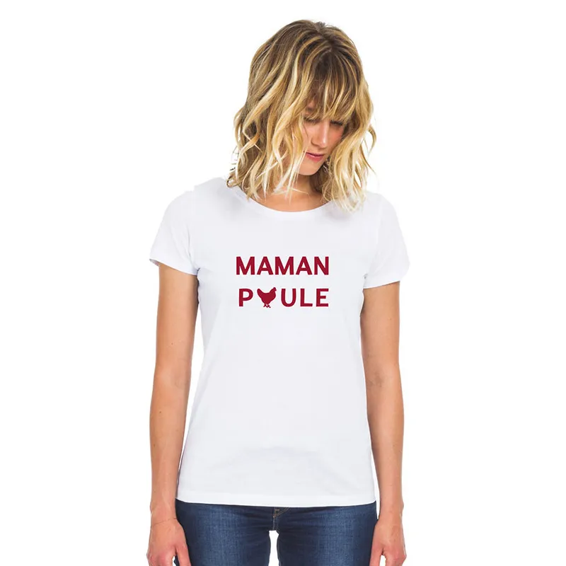 T-shirt Femme Maman Poule 2 BIO - Blanc-1