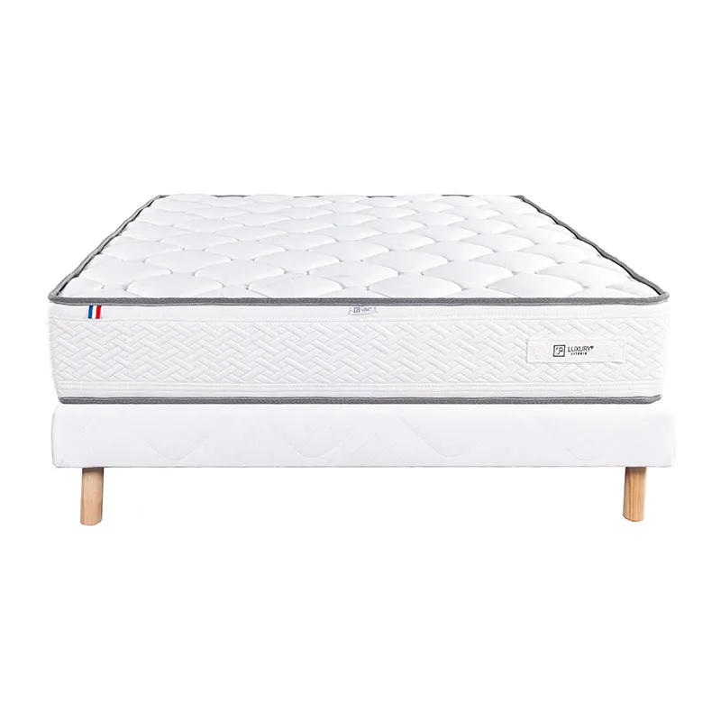 Matelas Iris 20cm mousse haute résilience + Sommier Blanc 13cm-1