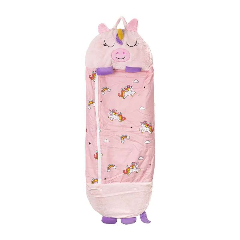 Sac de couchage convertible en oreiller Licorne - Rose-1