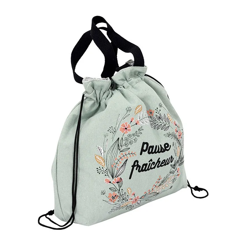 Lunch bag fraicheur en tissu Vert - 29x30cm-1