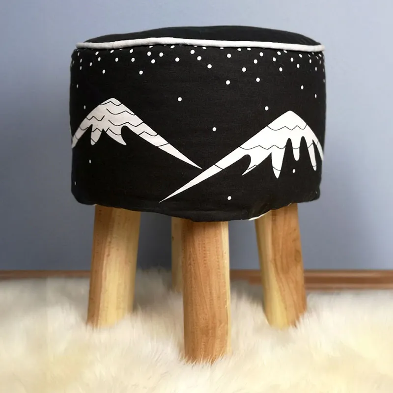 Tabouret Aspen Bois/Coton - 40x40x30cm-1