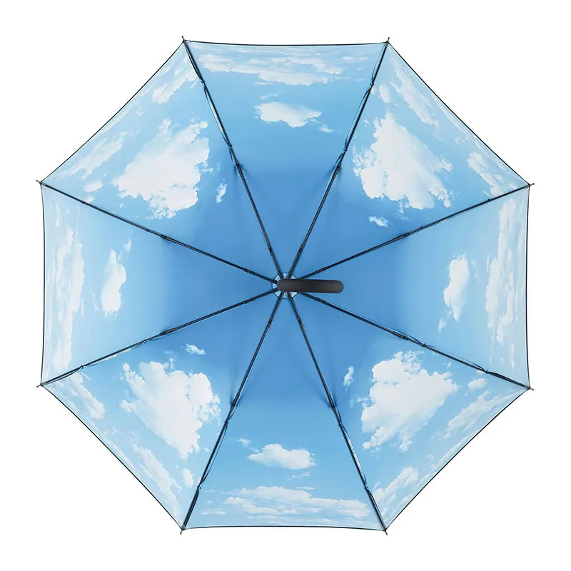 Parapluie long auto. Nature Nuage Fare - Noir/Bleu-1