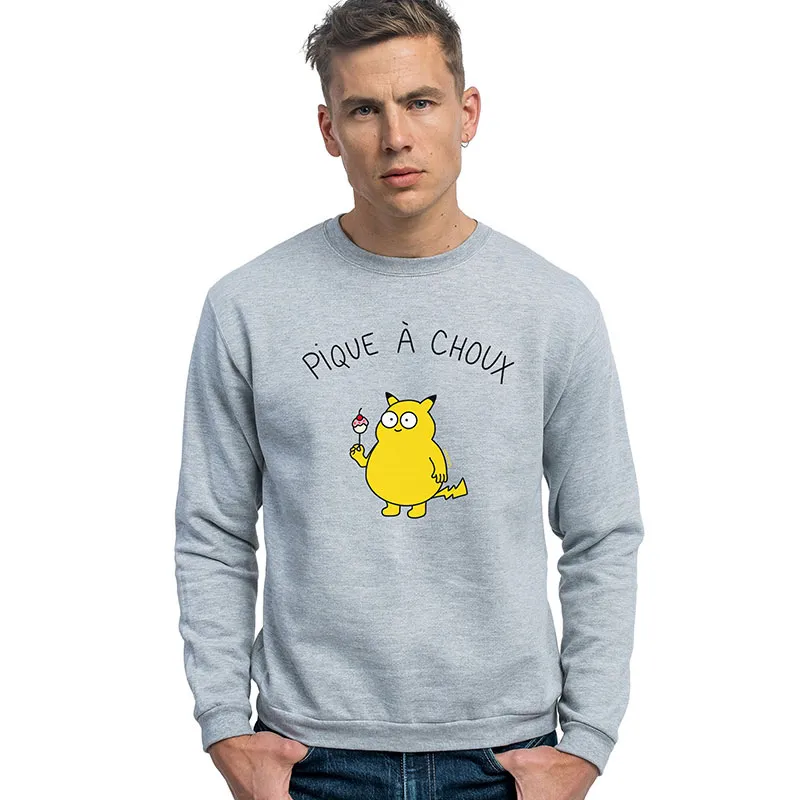 Sweat Homme Pique à choux - Gris chiné-0