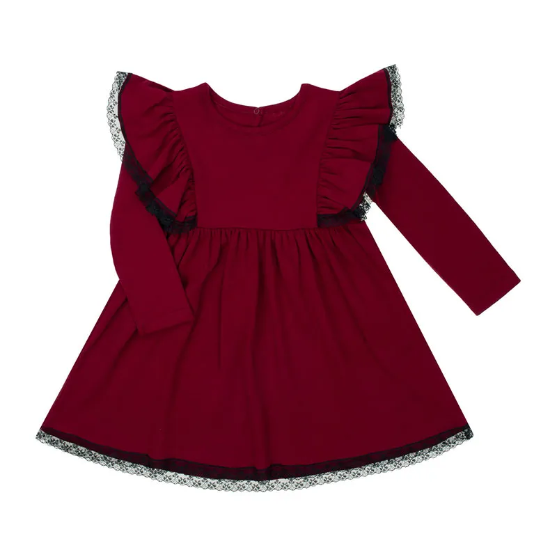 Robe ML à volant Coton - Bordeaux-0