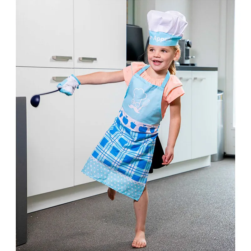 Tablier toque + Gant de cuisine Bleu - 36m+-2