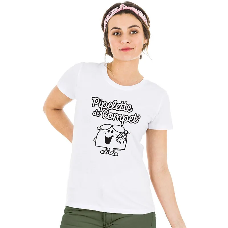 T-shirt Femme Pipelette de compet' BIO - Blanc-0