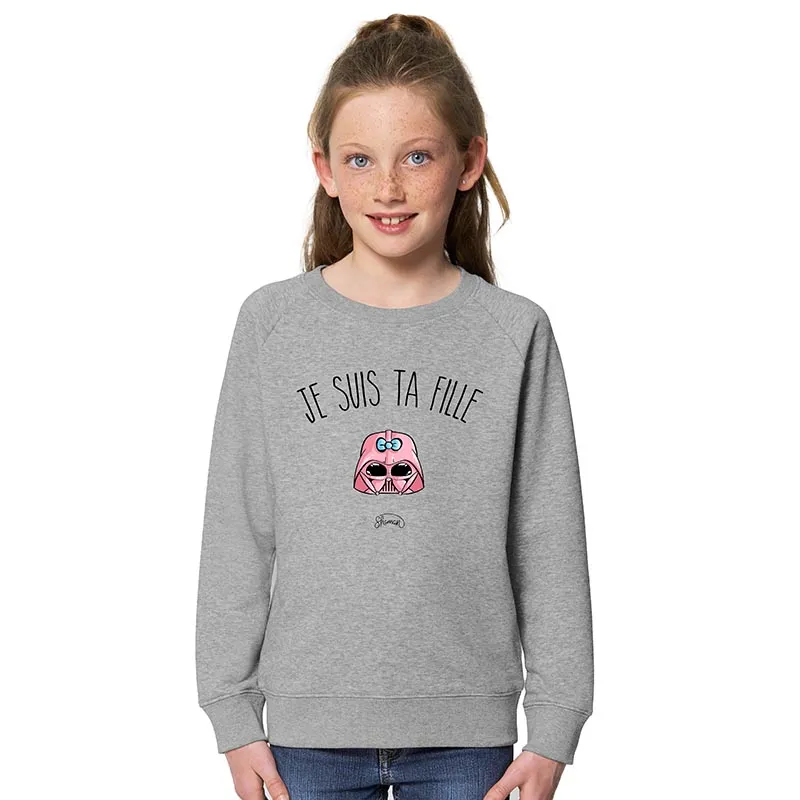 Sweat Fille Je suis ta fille - Gris Chine-0