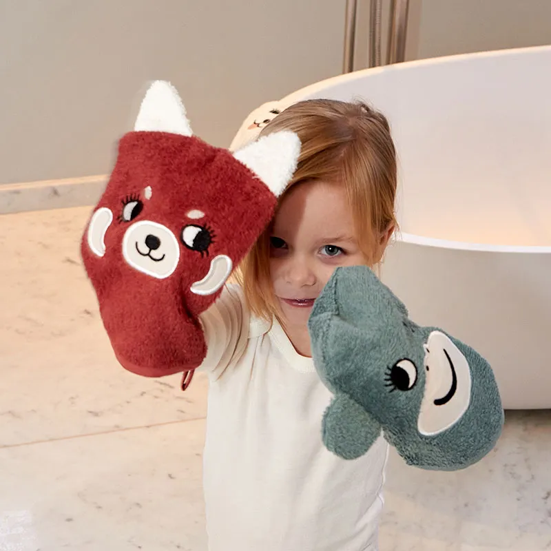 3 Gants de toilette Coton BIO Animaux - 21x15cm-3