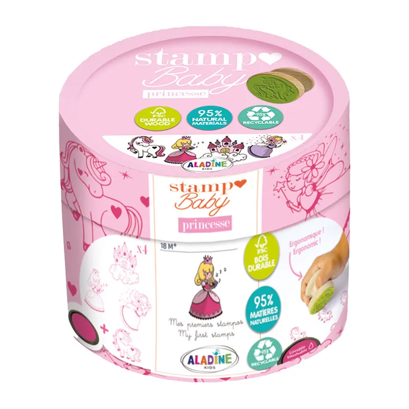 4 Tampons Stampo Baby eco-friendly. Princesse + 1 encreur - 18m+-0