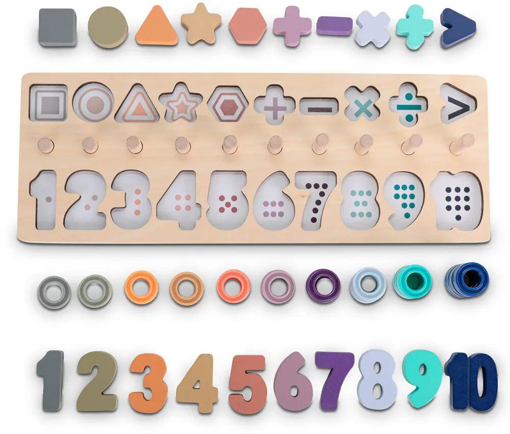 Puzzle pour apprendre les chiffres & apprendre à compter - 4+-0