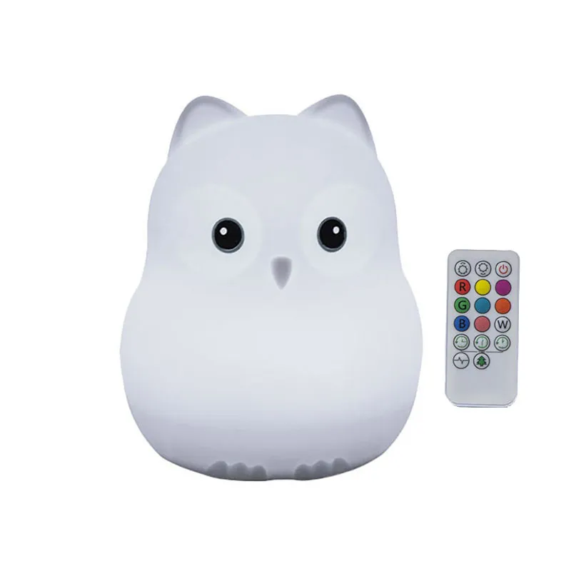 Veilleuse silicone USB Chouette 8 couleurs - 10x12cm-0