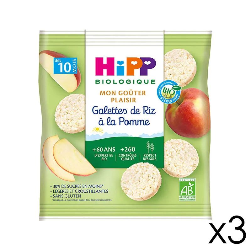 3 Sachets Galettes de Riz à la Pomme BIO - 3x30g-0