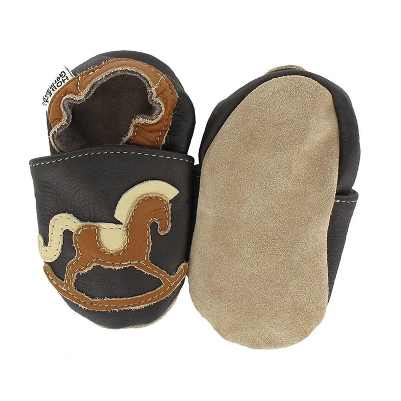 Chaussons cuir Cheval à bascule - Marron-1