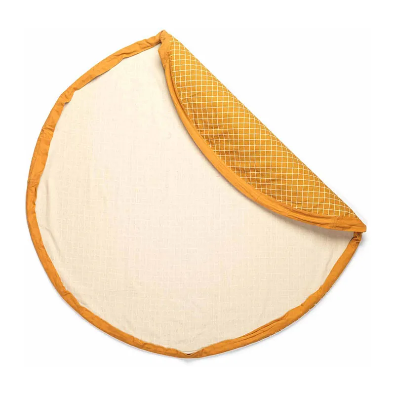 Sac à jouets 2en1 Grilles Moutarde - ø140cm-3