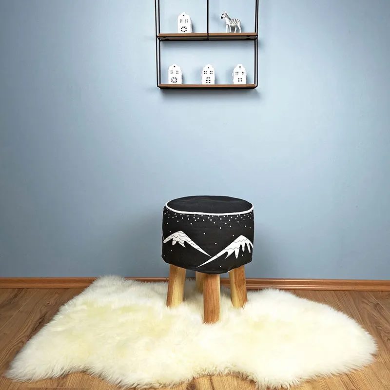 Tabouret Aspen Bois/Coton - 40x40x30cm-2
