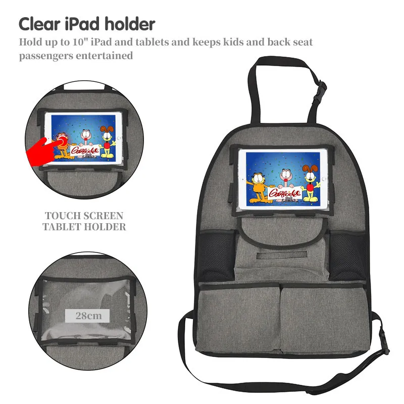 Organisateur pour Ipad voiture Deluxe 6 rangements - Gris-7