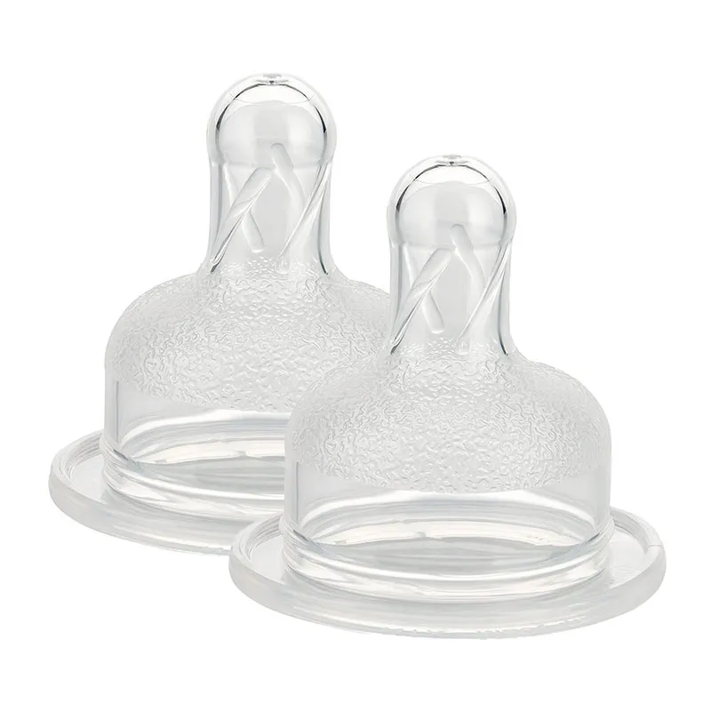 2 tétines en silicone Gros biberons - Débit moyen-0